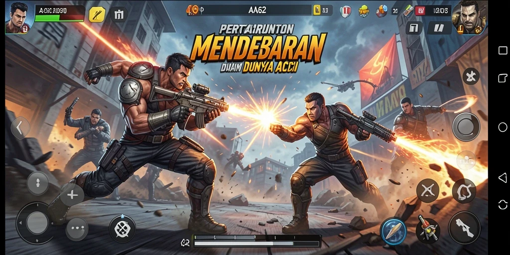 Screenshot gameplay AA62 menampilkan pertarungan seru yang mendebarkan.