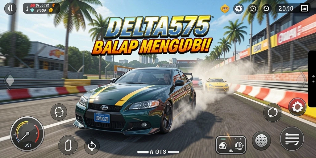 Screenshot gameplay balap DELTA575 yang menampilkan aksi mendebarkan.