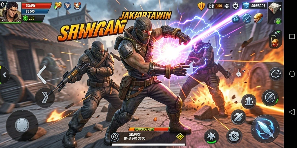 Tampilan menegangkan dari gameplay JAKARTAWIN di medan pertempuran.