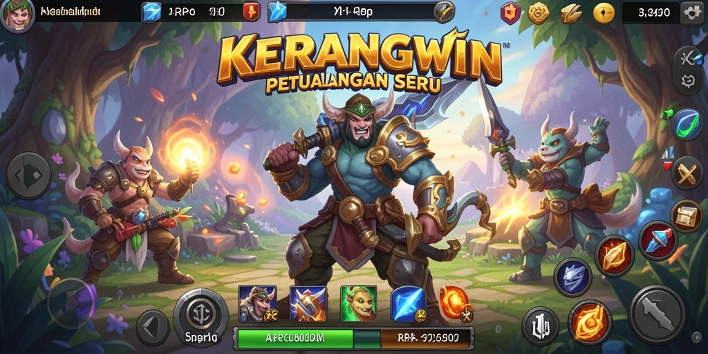 Tampilan gameplay seru dalam KERANGWIN dengan pertarungan epik dan grafis menawan.
