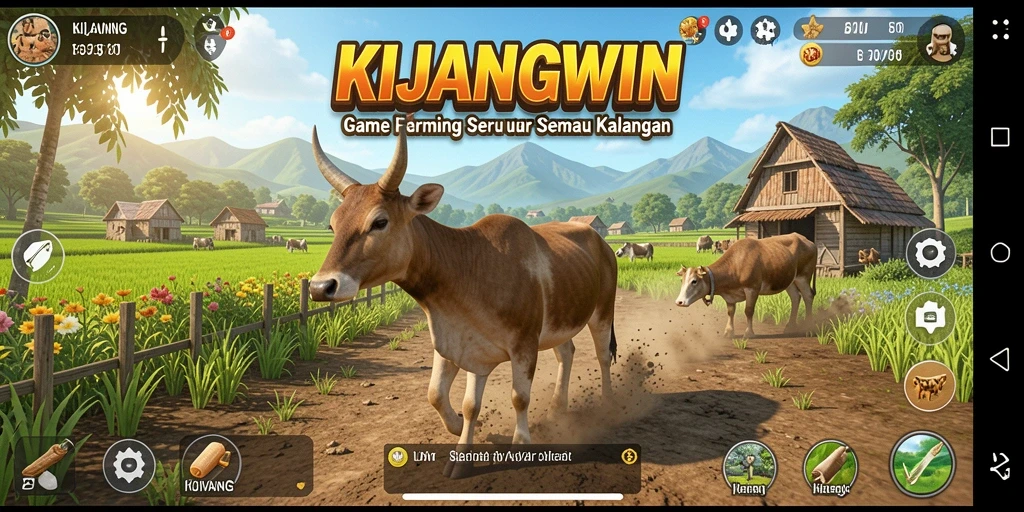 Tampilan gameplay KIJANGWIN yang menarik dengan aktivitas bertani.