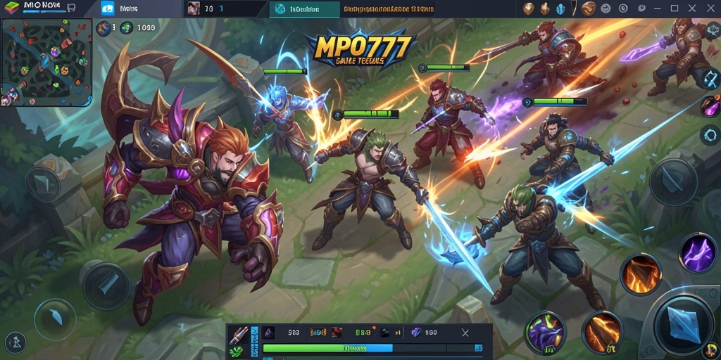 Screenshot menunjukkan aksi seru dalam permainan MOBA MPO777.