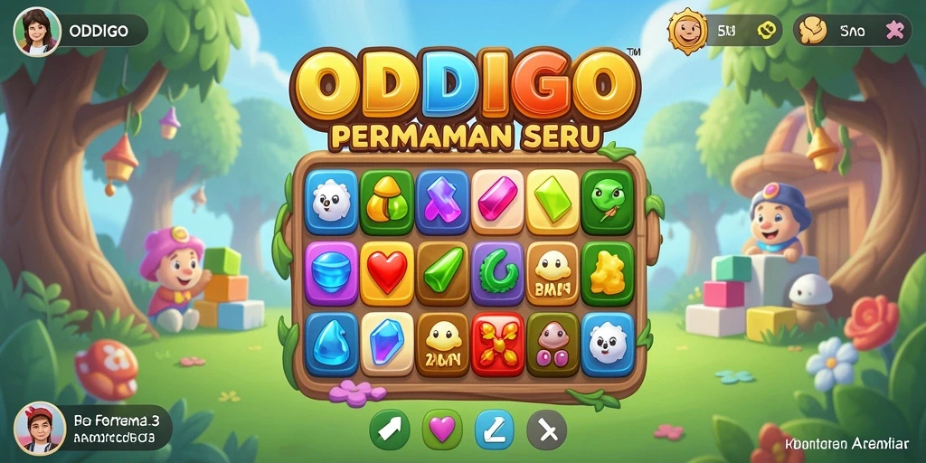 Tampilan gameplay ODDIGO dengan item berwarna cerah dan level yang menantang.
