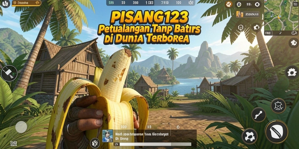 Screenshot gameplay PISANG123 menampilkan petualangan seru di dunia terbuka.
