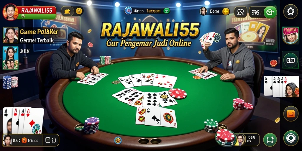 Screenshot utama RAJAWALI55 menampilkan gameplay Poker yang mendebarkan.