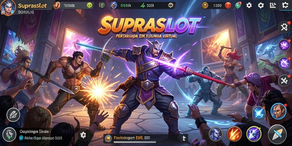 Screenshot mendebarkan dari gameplay pertarungan di SUPRASLOT.